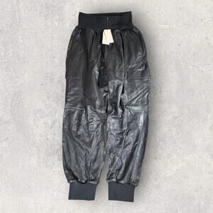 Cinq à Sept Giles Goat Leather Cargo Joggers Pants Women's Size XL